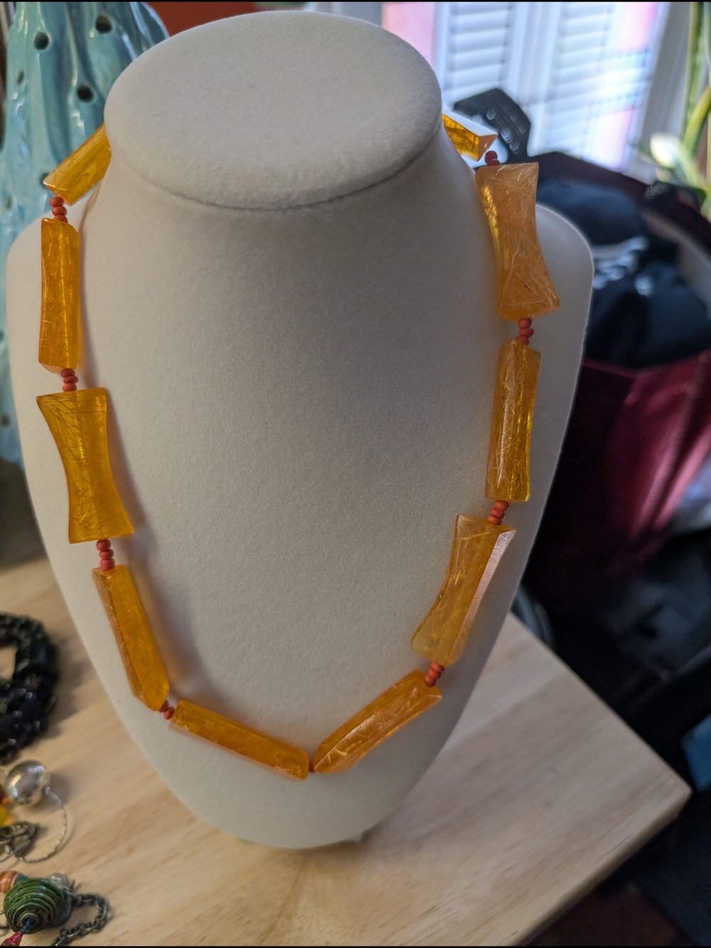 Amber-Tone Bead Necklace - Women Jewelry